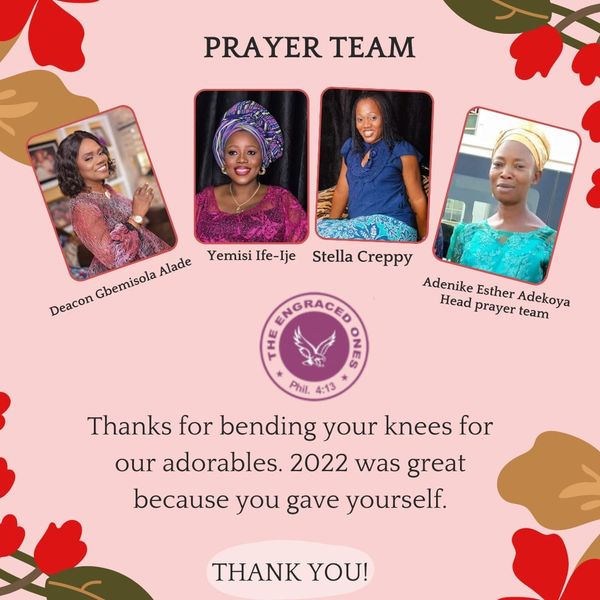 2022: Appreciation message to our prayer team